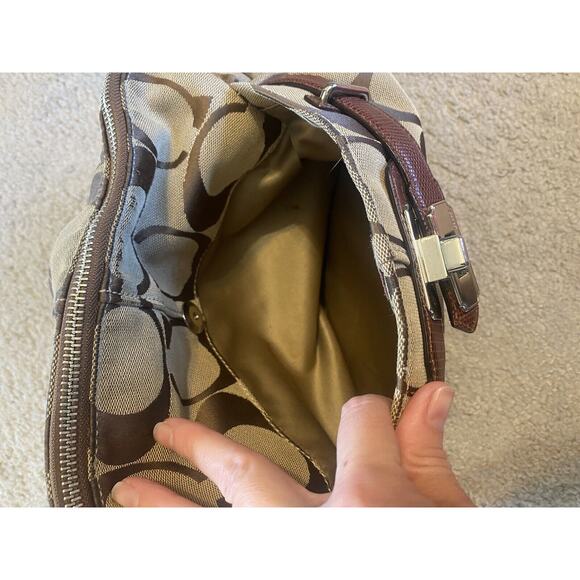 COACH Shoulder Bag Chelsea Ashlyn Hobo Logo Monogram Optic Brown Tan pocketbook - Picture 14 of 15